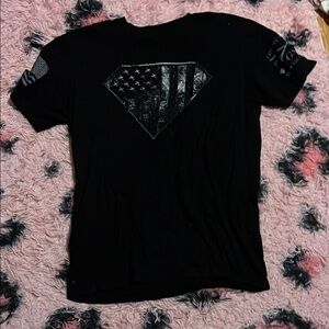 Grunt Style Black Short Sleeve Tee with American Flag Graphic